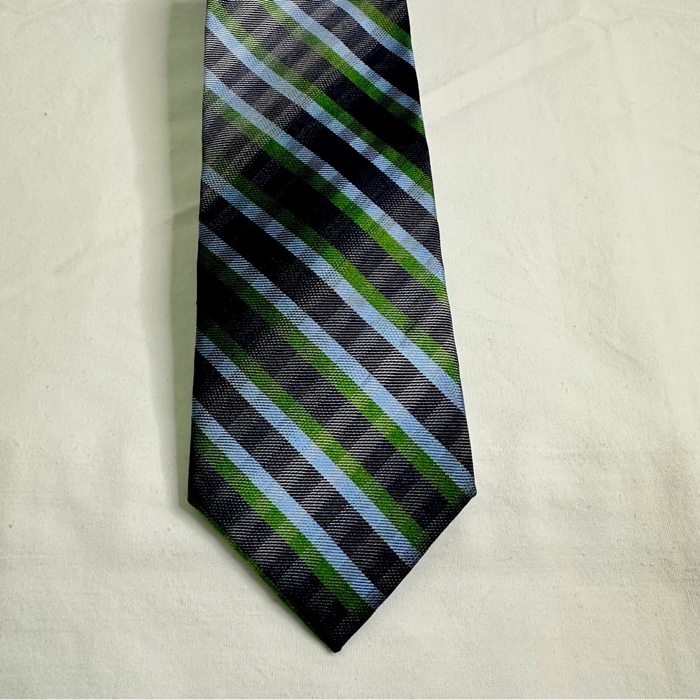 Ben Sherman Blue and Green striped Men Tie 100%Silk